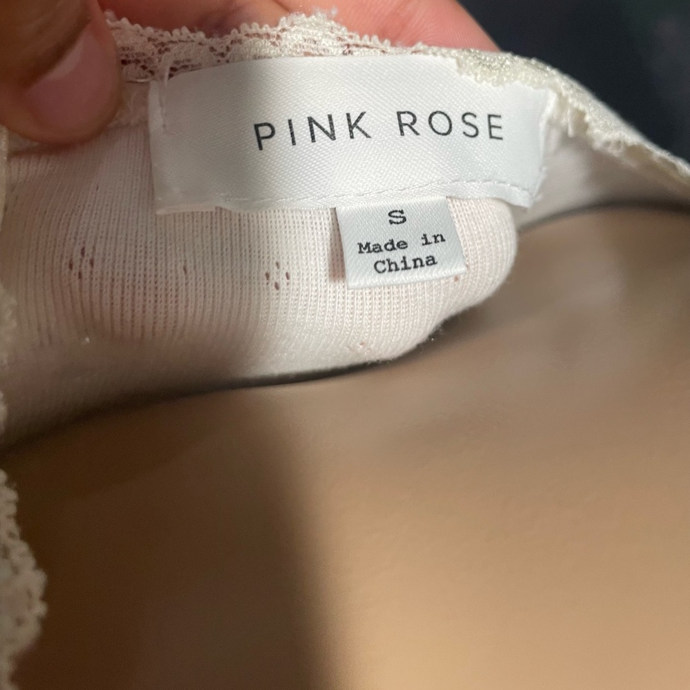 Pink Rose Cream Lace Top - Picture 4 of 4
